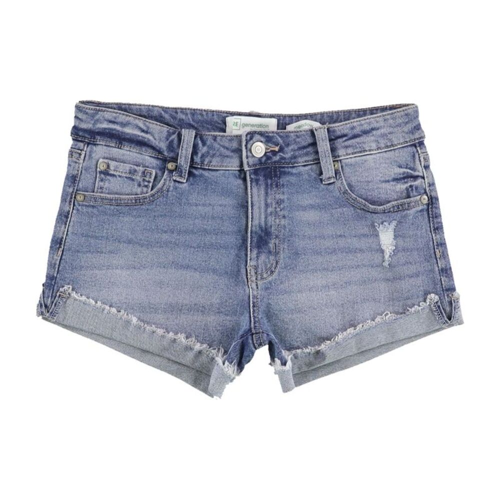 RE generation Womens Juniors Meadow Rolled Cuff Hem Casual Denim Shorts, NWT